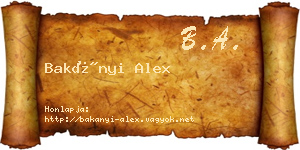 Bakányi Alex névjegykártya